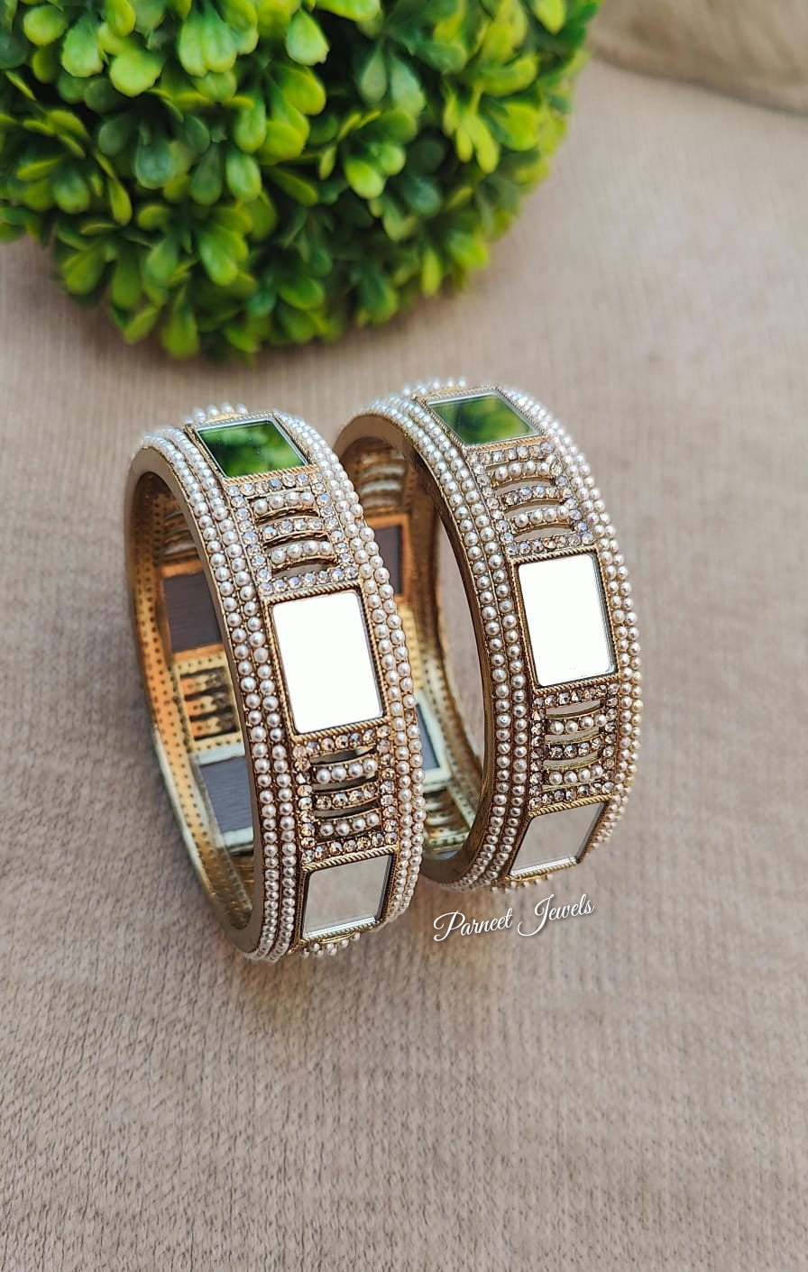 Rami Mirror Bangles(Pearl)