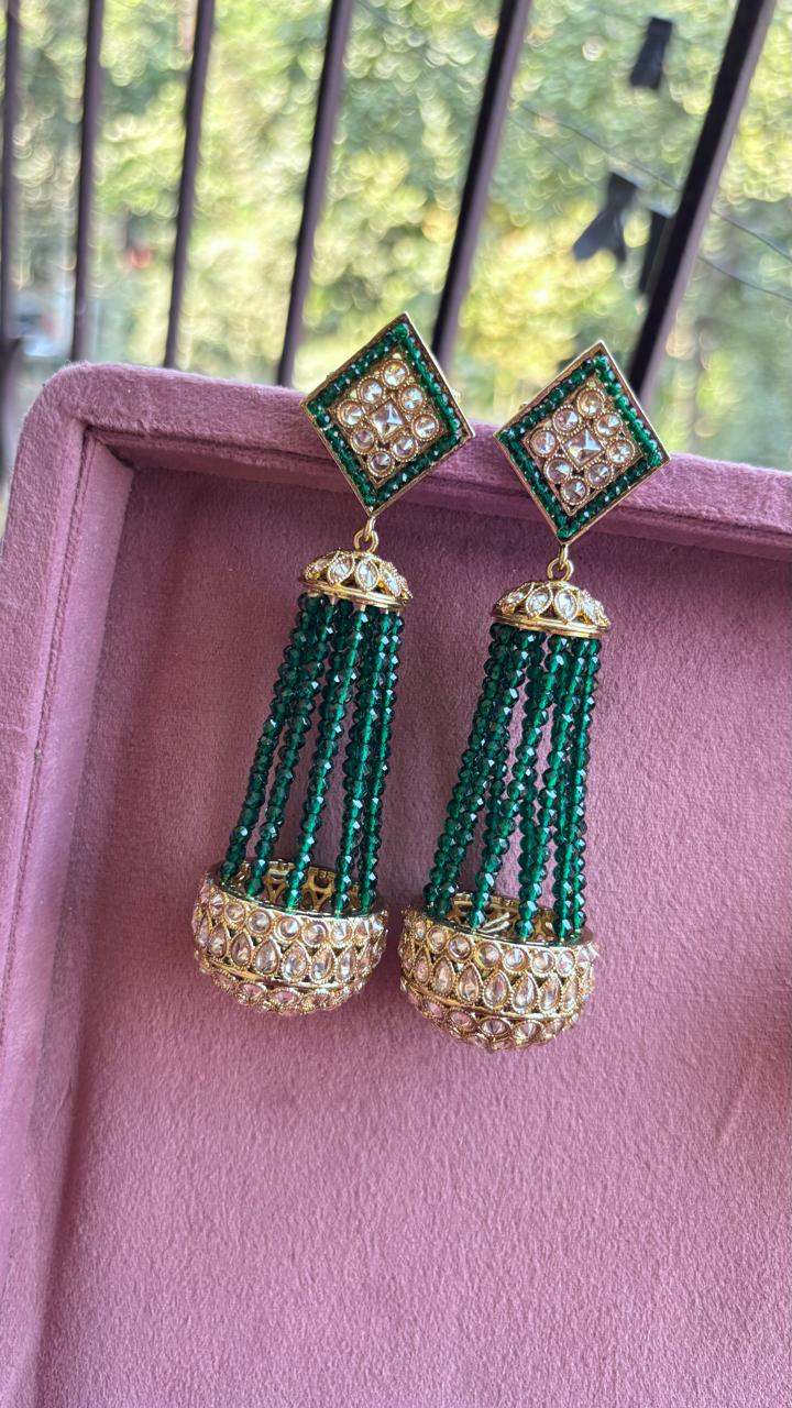 Liana Beaded Polki Jhumkas