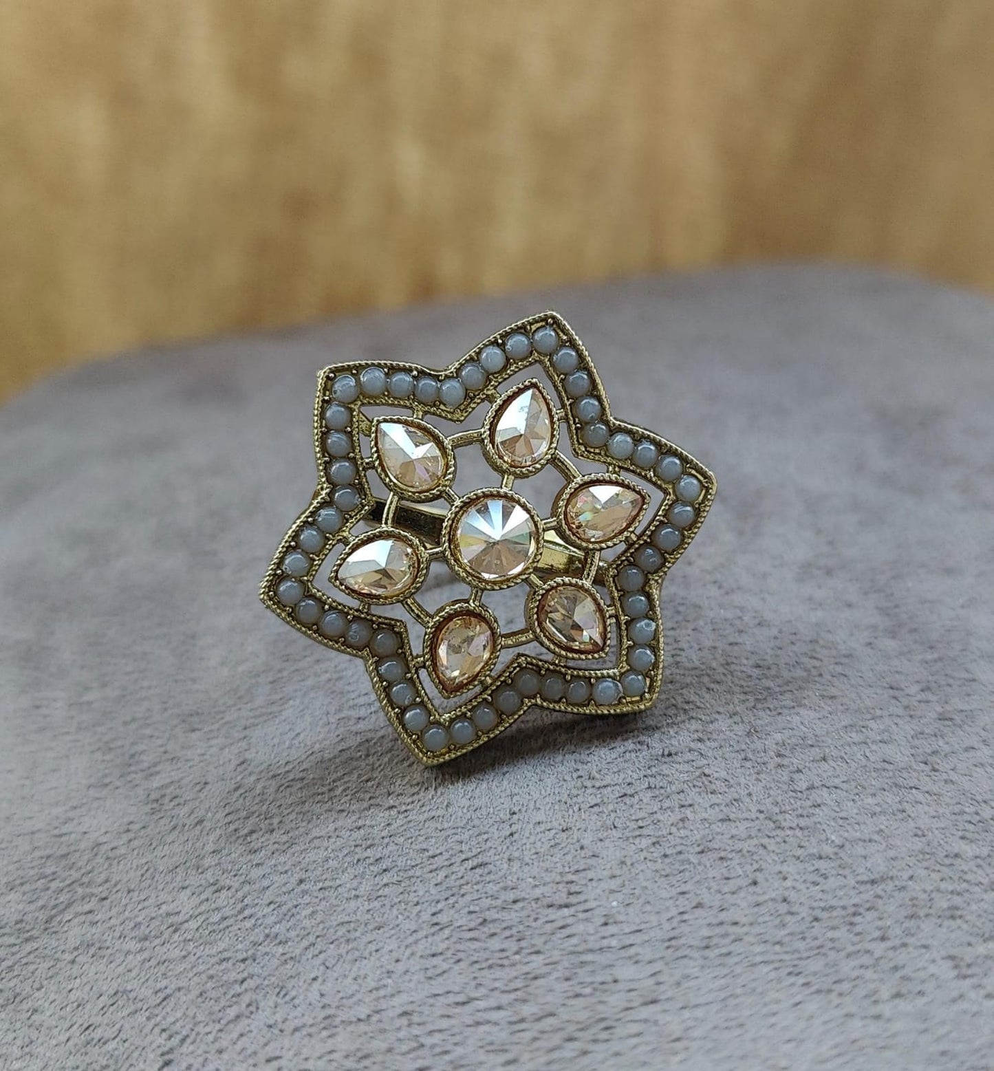 Star Polki Ring (Grey)