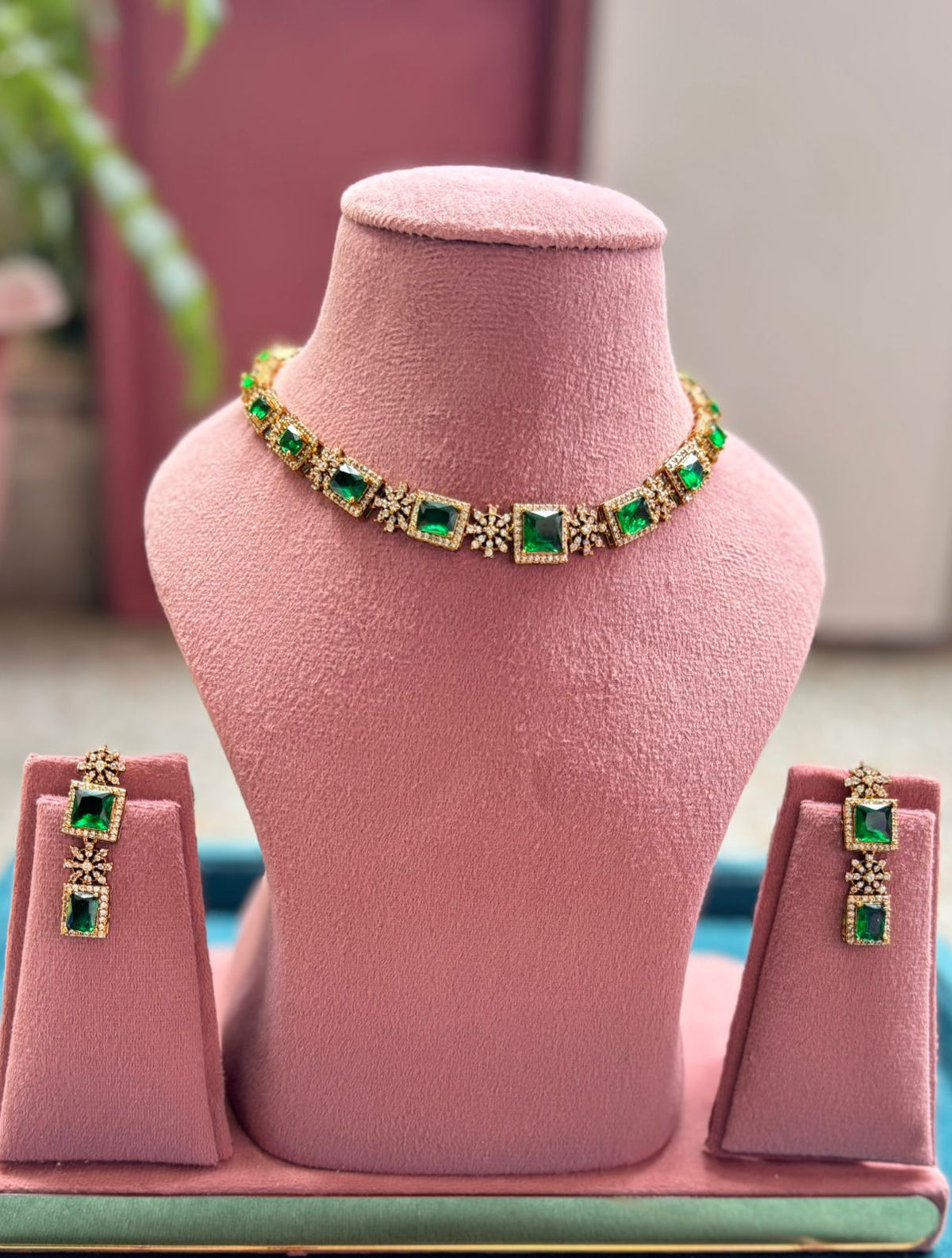 Lisha AD Necklace Set | AD Necklace with Earrings
