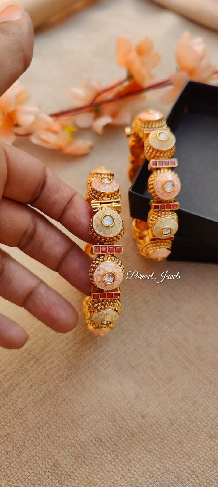Shipali Gold Meenakari Bangles