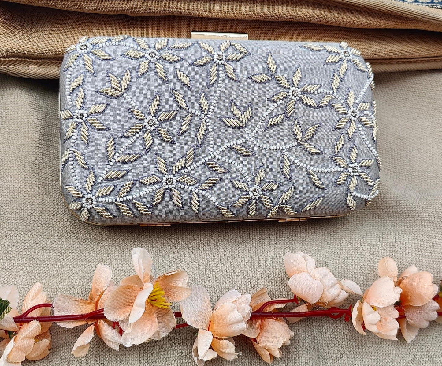Ankisha Grey Box Clutch