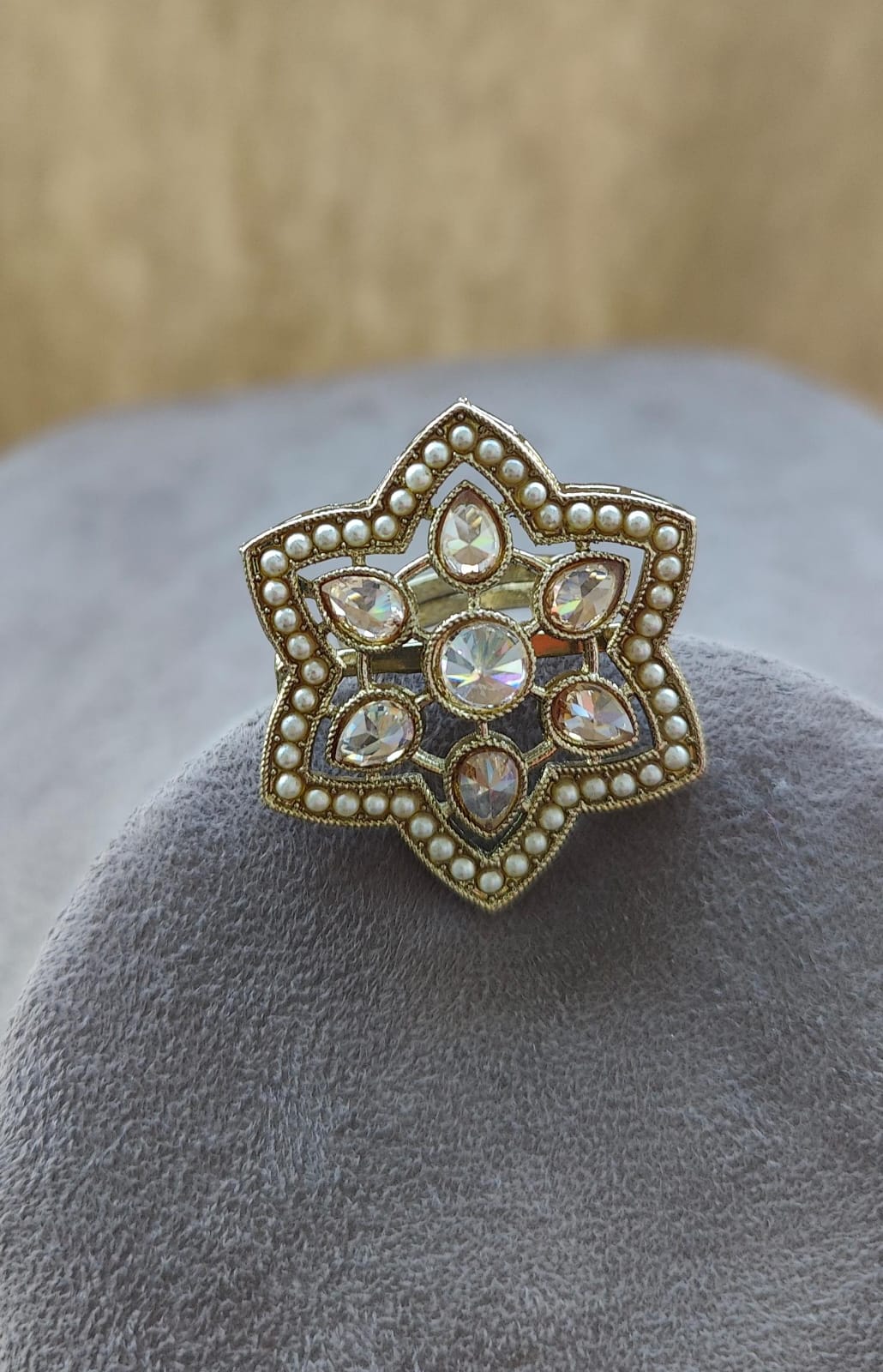 Star Polki Ring (Pearl)
