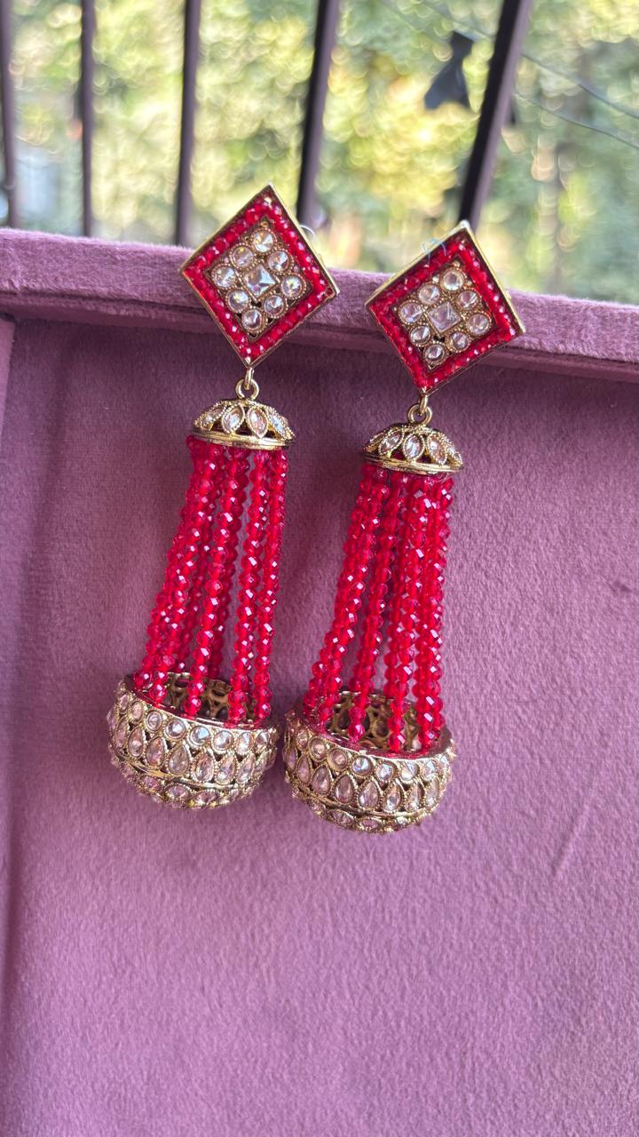 Liana Beaded Polki Jhumkas