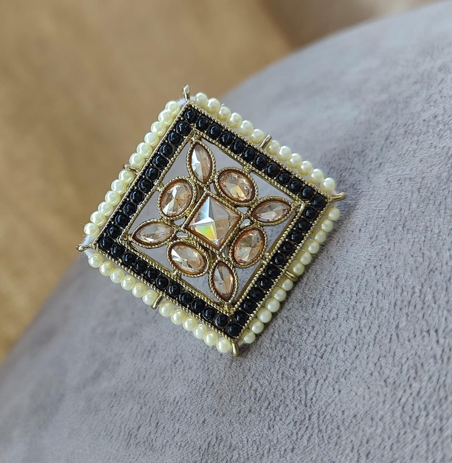 Anahita Polki Ring (Black)