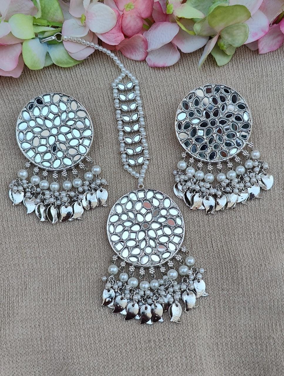 Anshi mirror earrings tikka