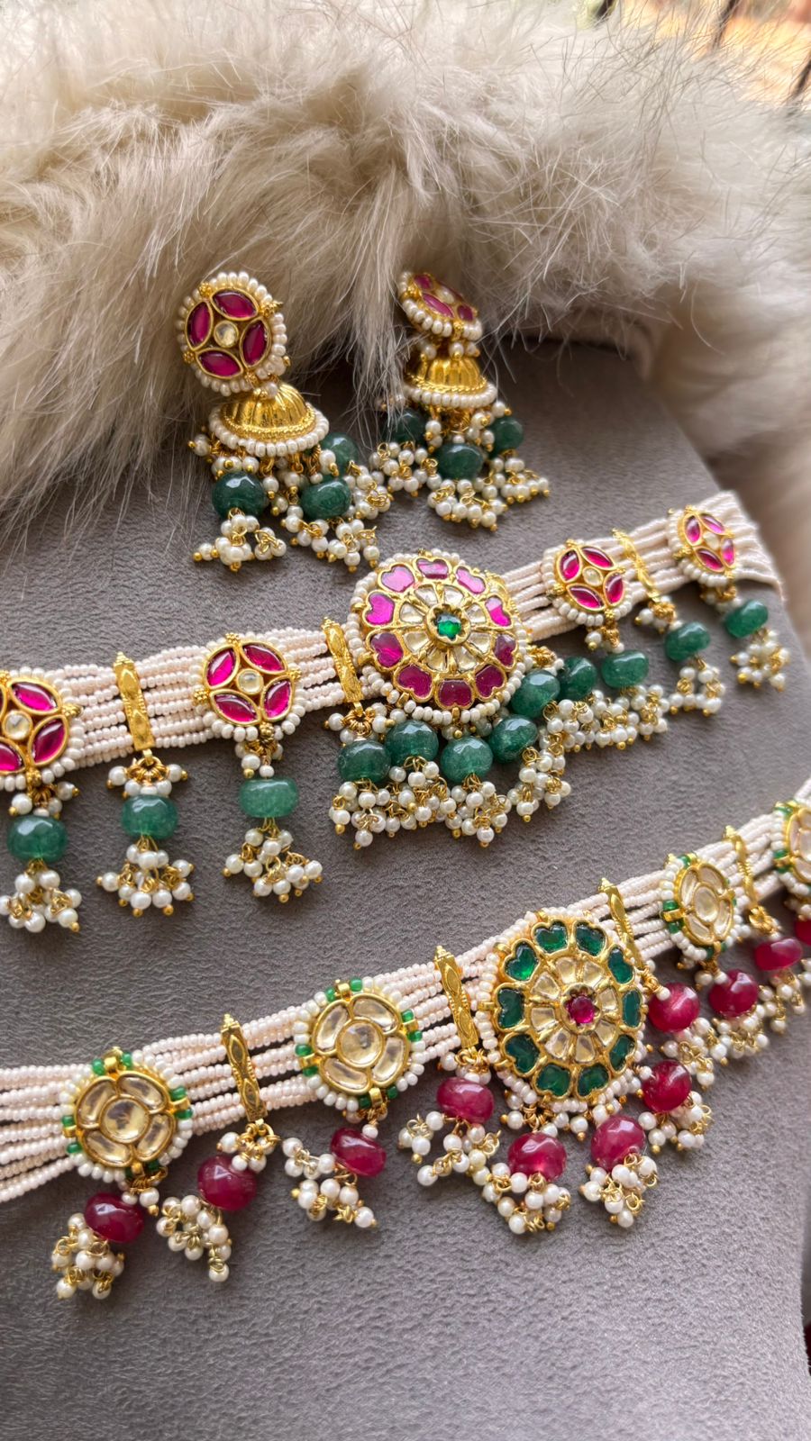 Meshwa Pachi Kundan Choker