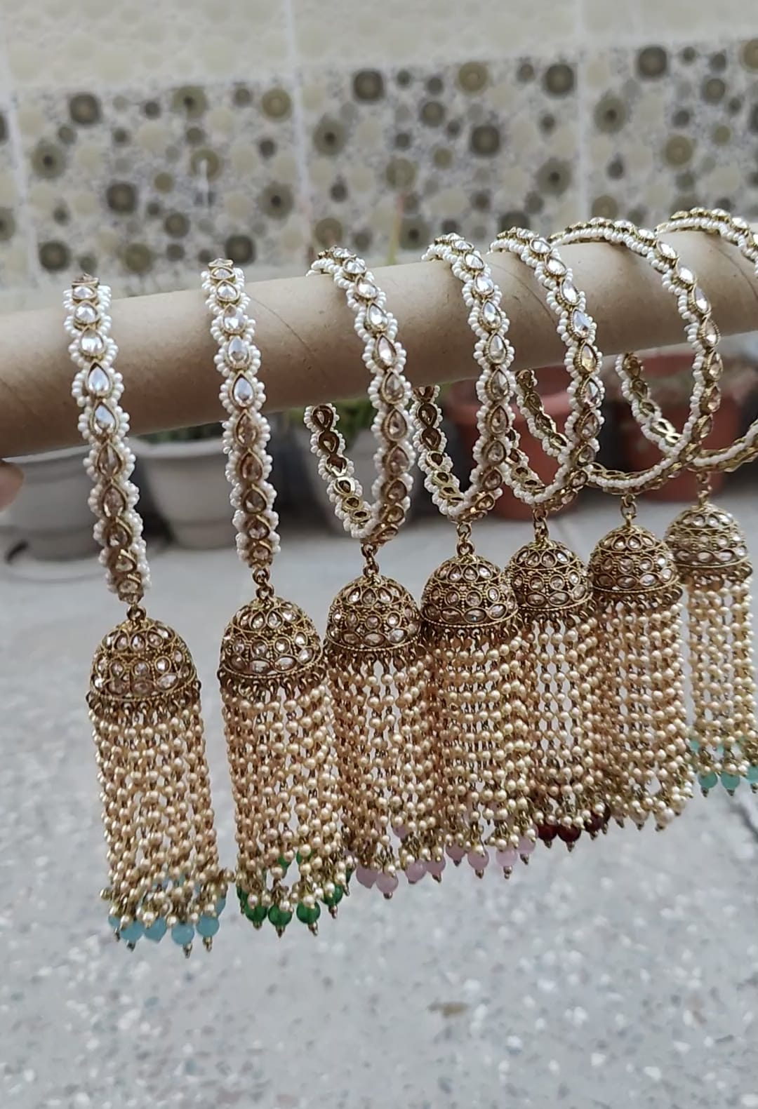 Deepa Polki Bangles (Mint)