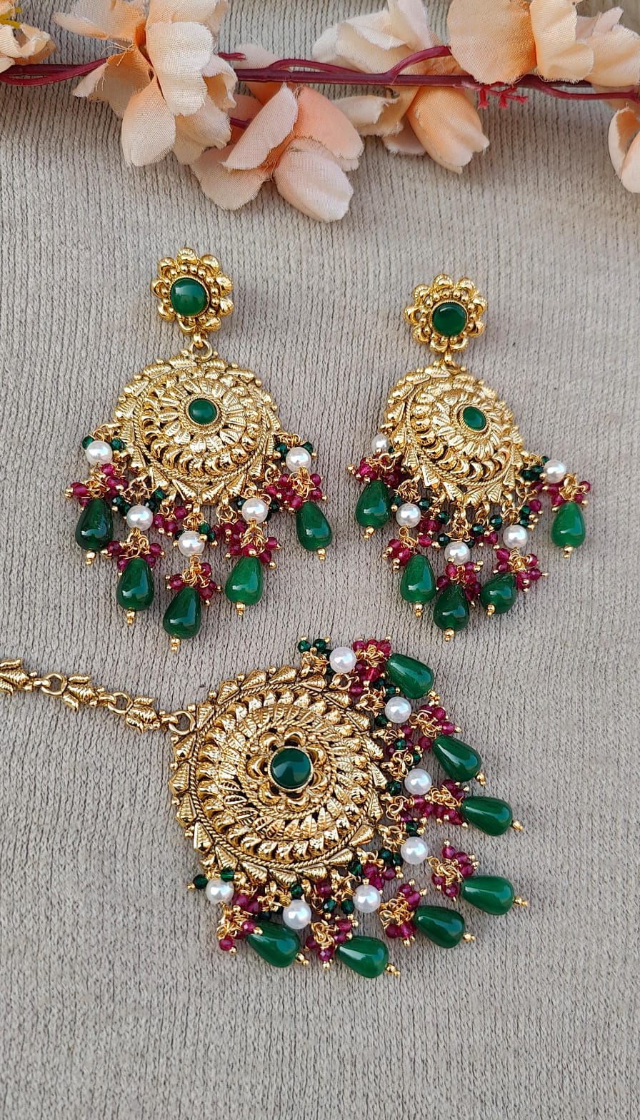 Dashmeet Gold Earrings Tikka