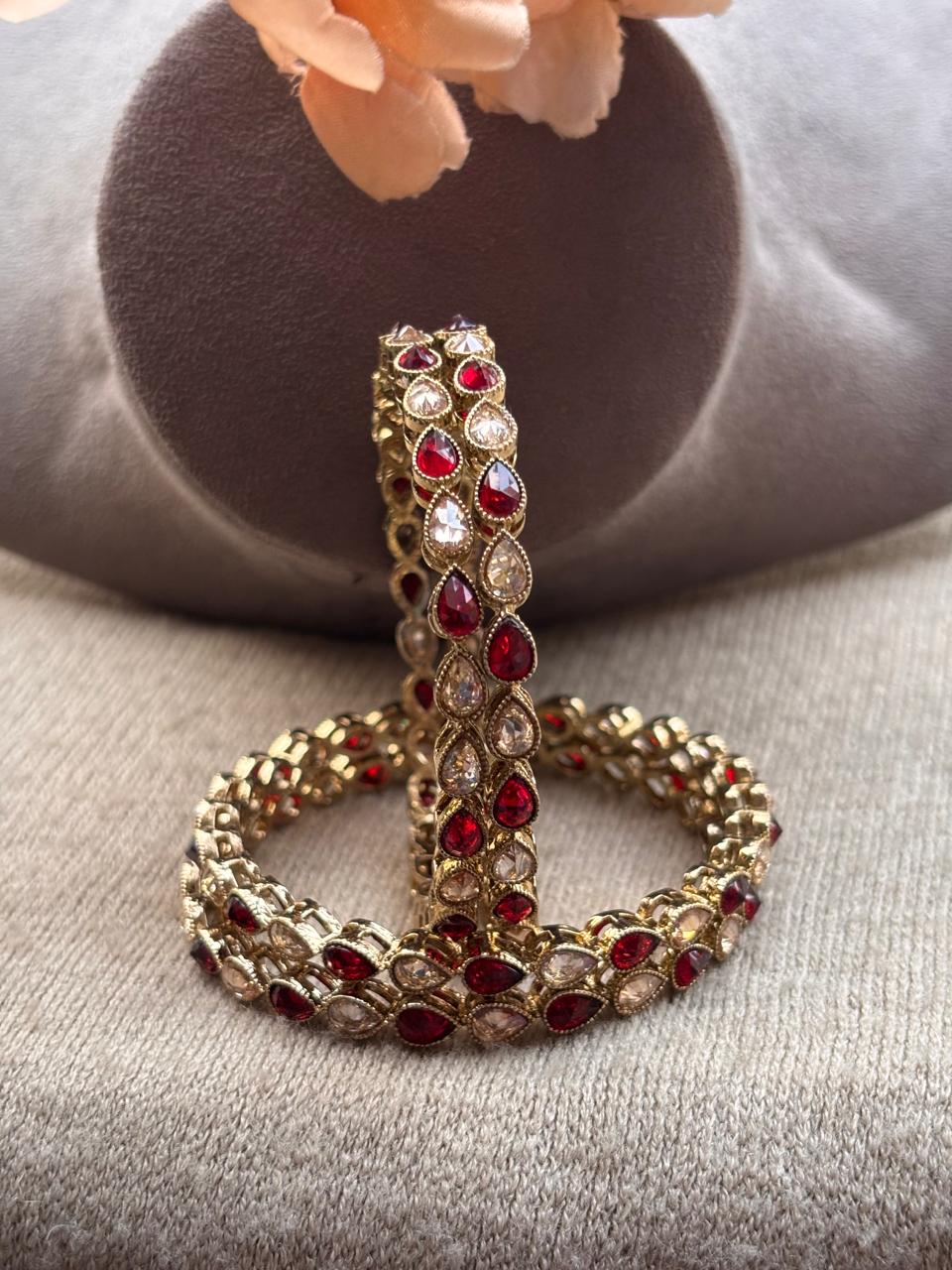 Nitika Maroon Polki Bangles