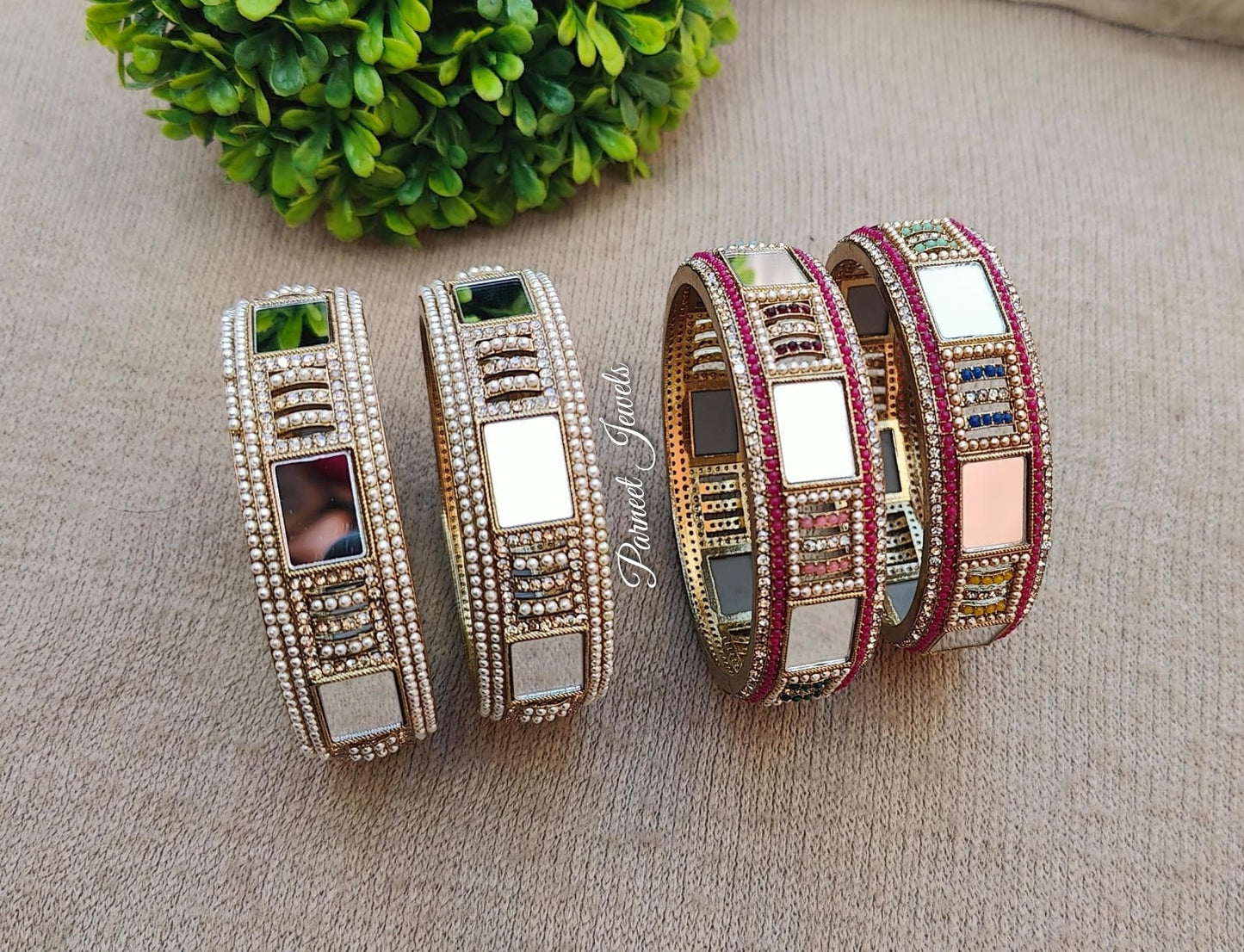 Rami Mirror Bangles(Multi)