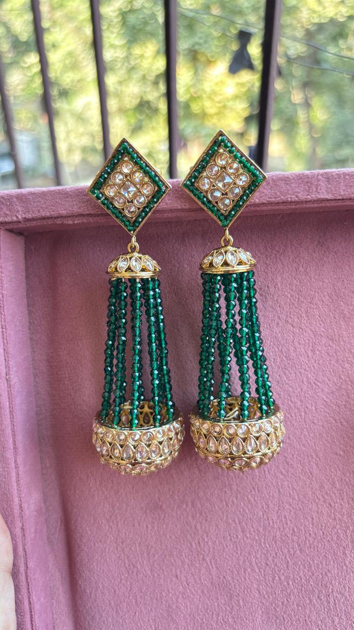 Liana Beaded Polki Jhumkas
