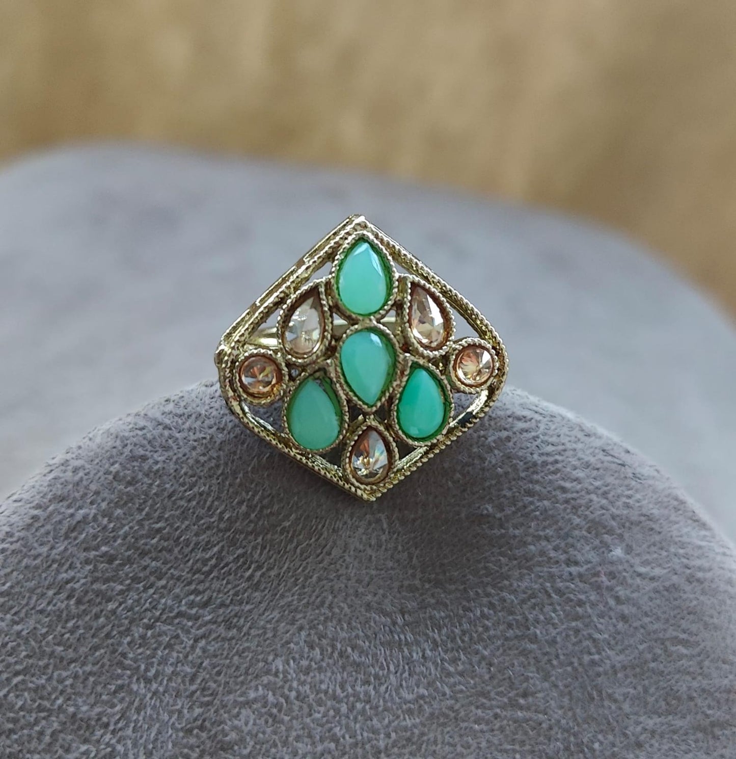 Dimpy Polki Ring (Mint)