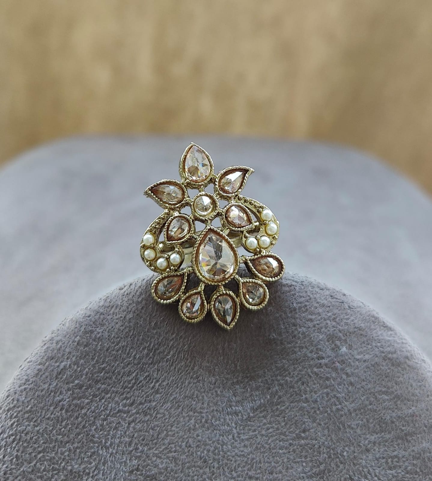 Drusha Polki Ring (Pearl)