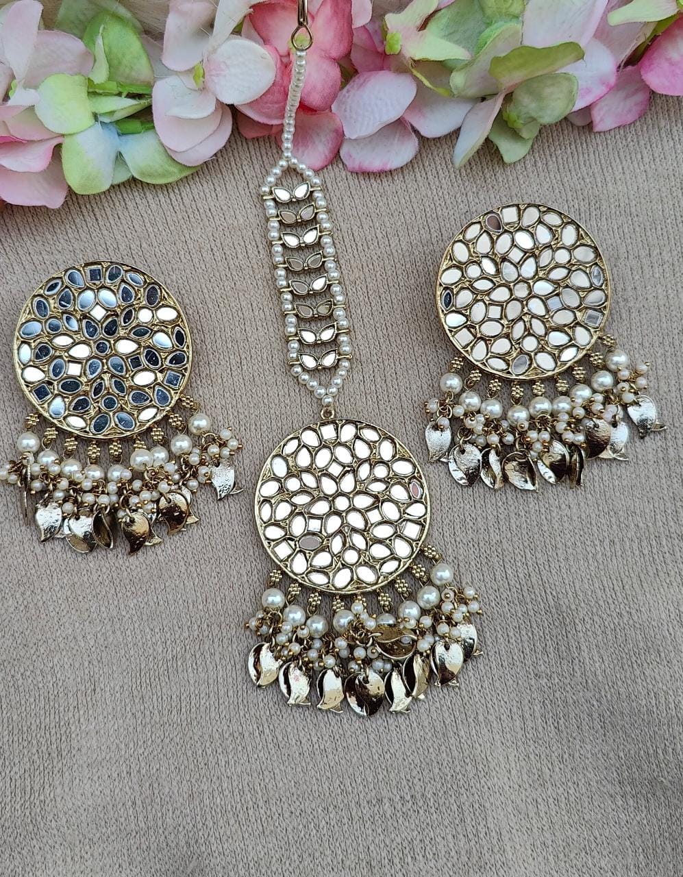 Anshi mirror earrings tikka