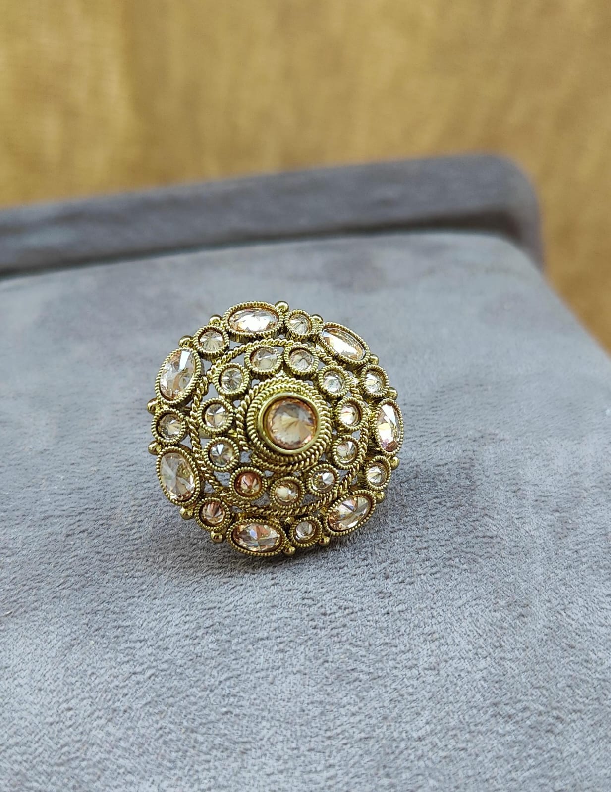 Nandita Floral Polki Ring