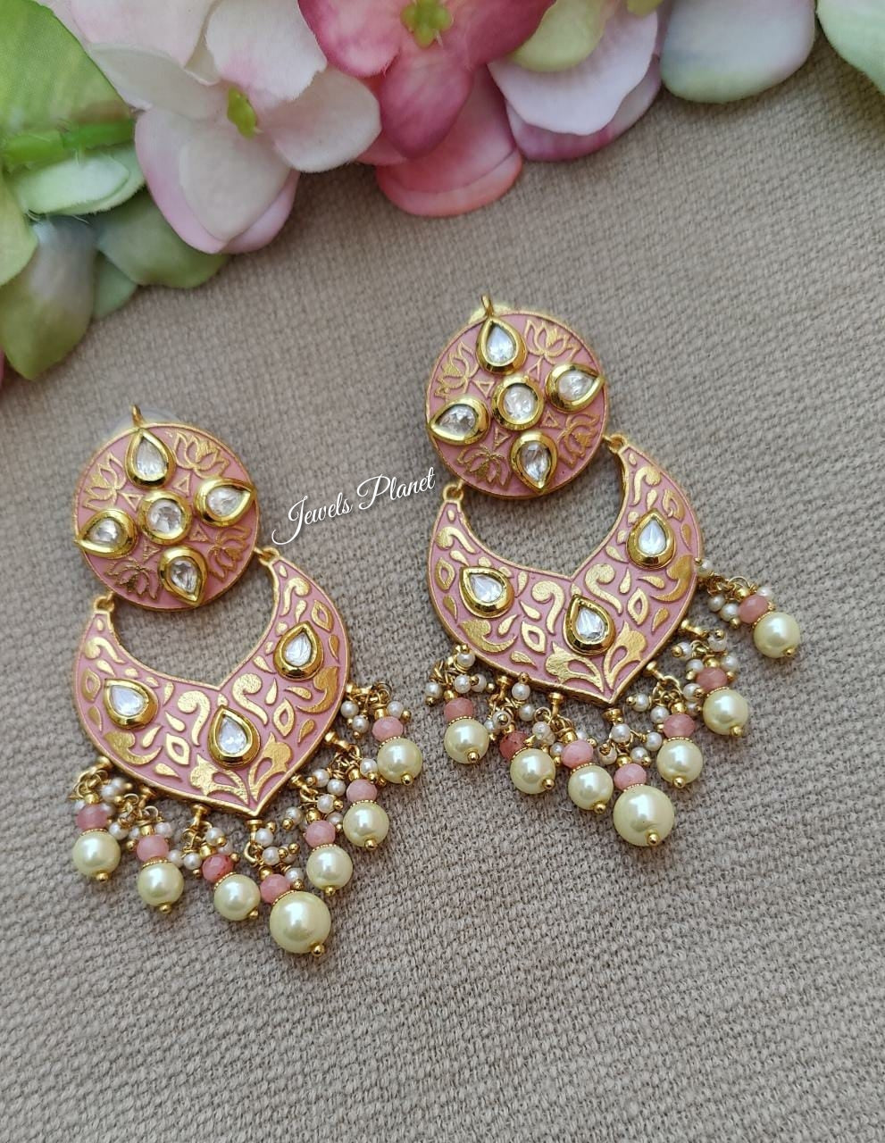 Shelly meenakari kundan earrings