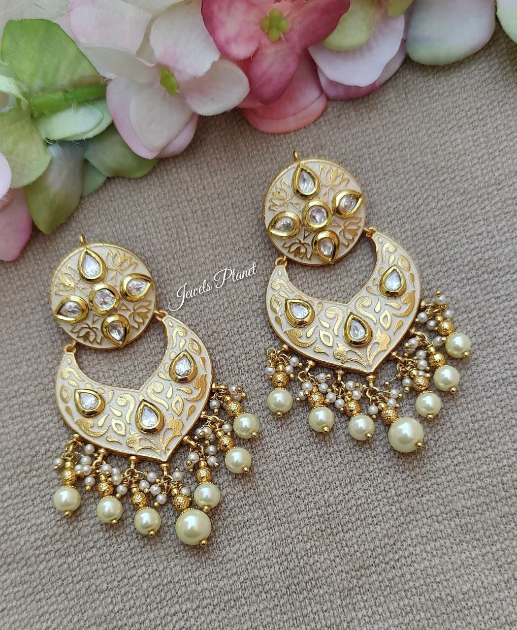 Shelly meenakari kundan earrings