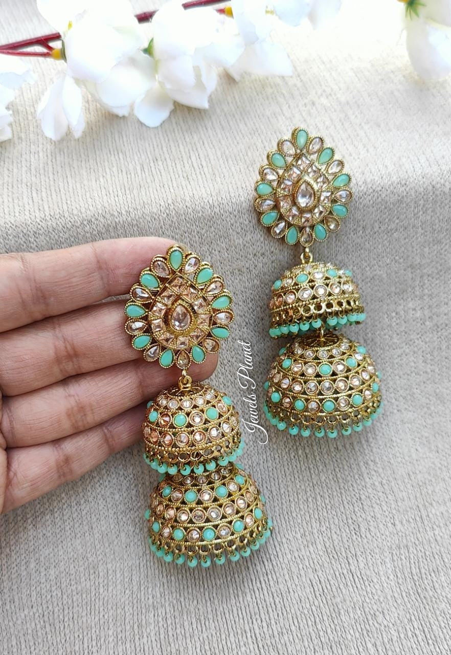 Ranu Double Polki Jhumkis