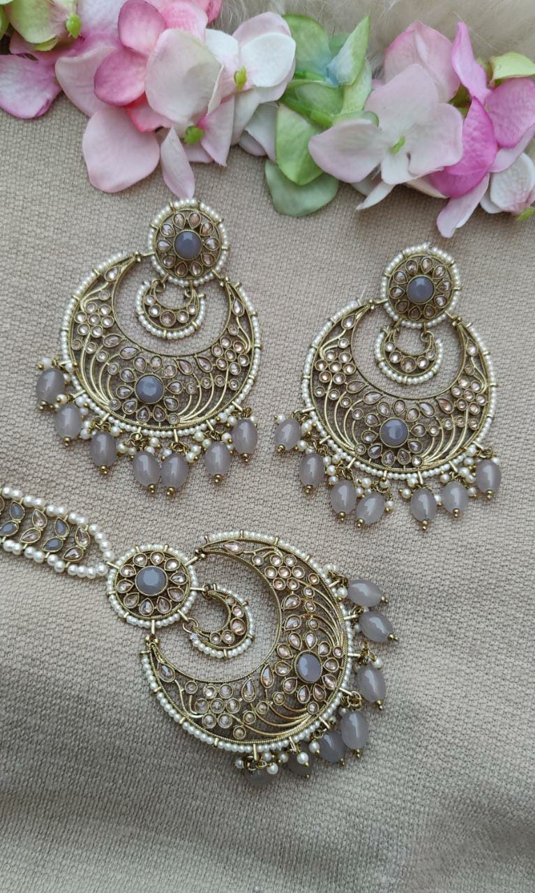 Divya Oversized Polki Earrings Tikka