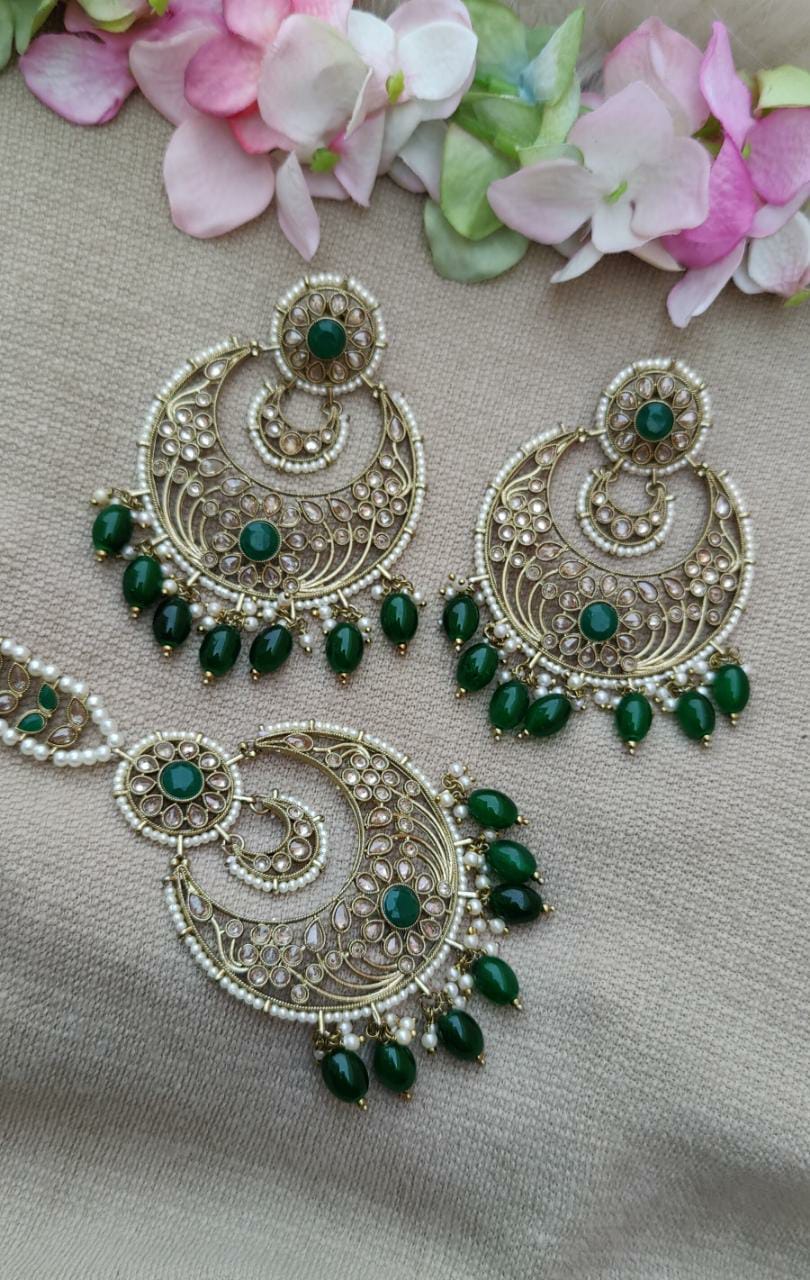 Divya Oversized Polki Earrings Tikka