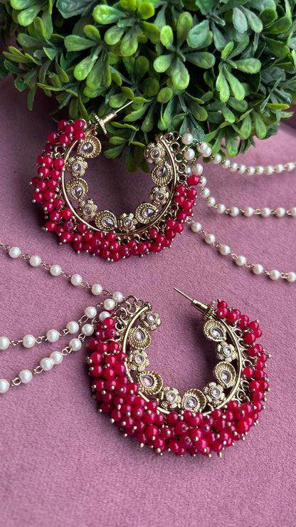 Aditi Oversized Polki Earrings with Earchains
