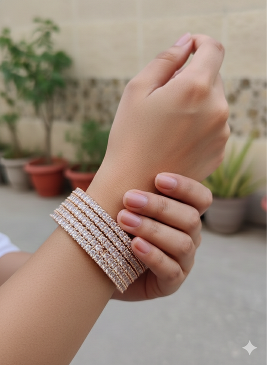 Samira AD Bangles | AD Bangles in Silver & Rose Gold Finish