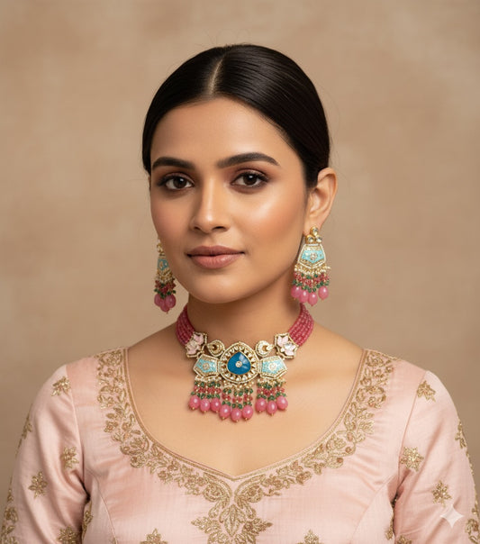 Mannat Meenakari Beaded Choker
