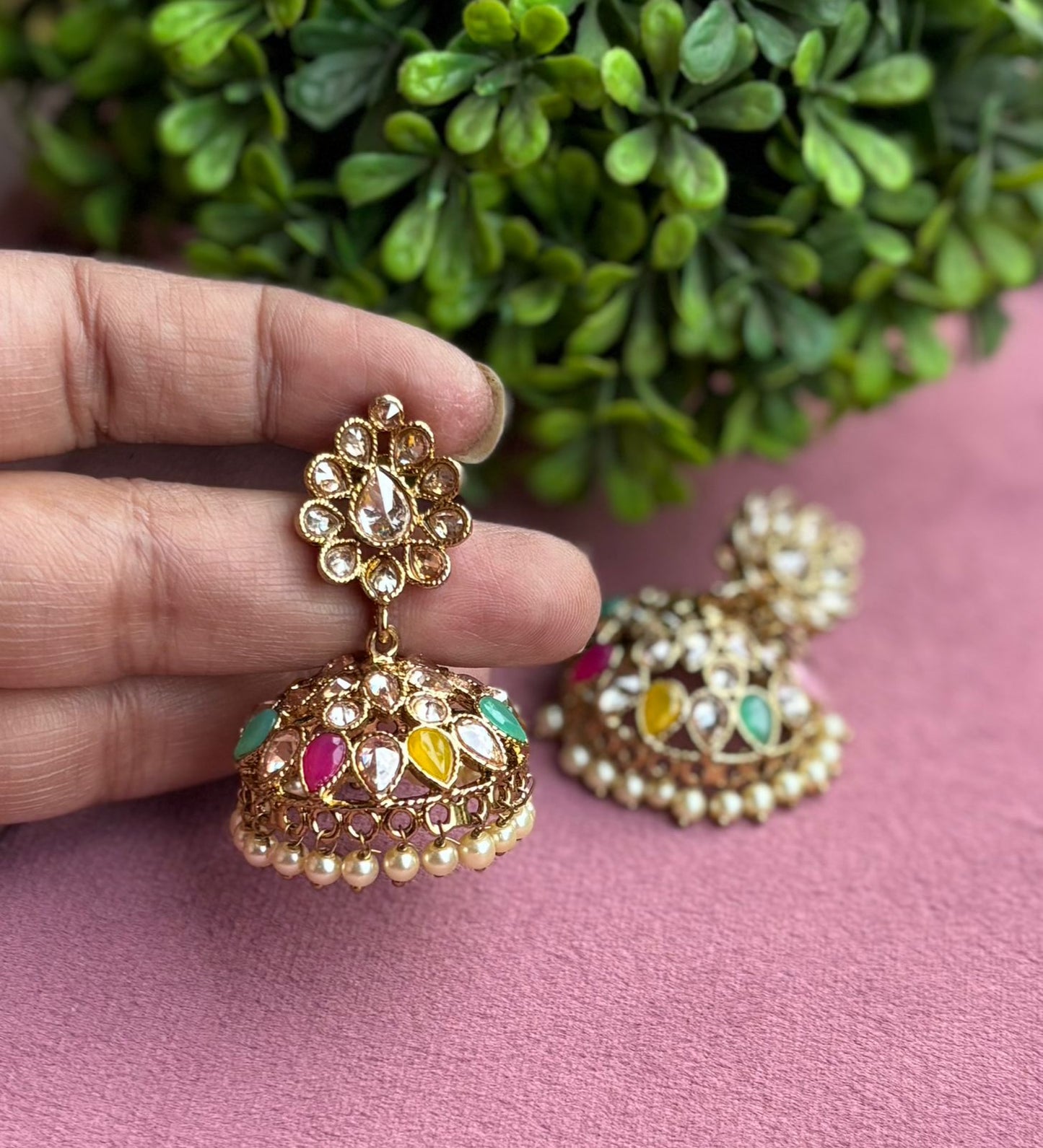 Mini Polki Jhumkas