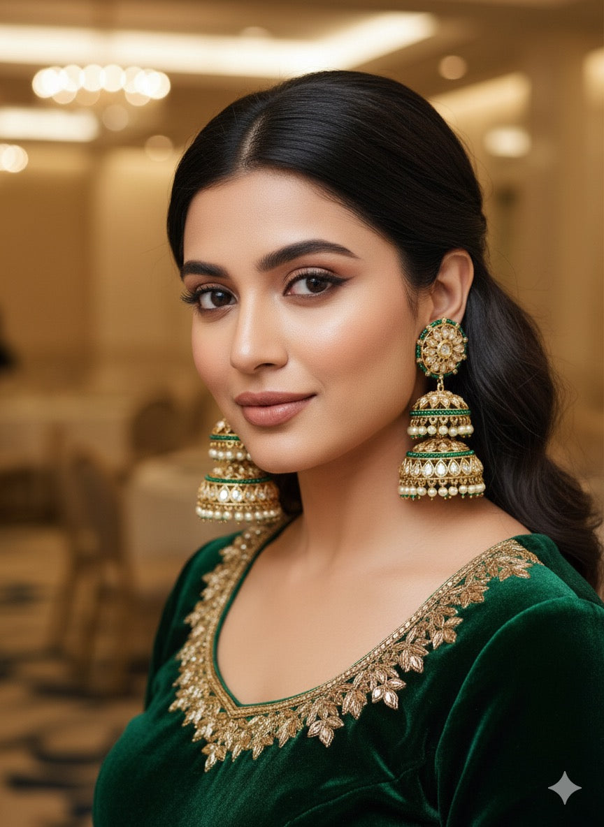 Aafiya Double Polki Jhumkas