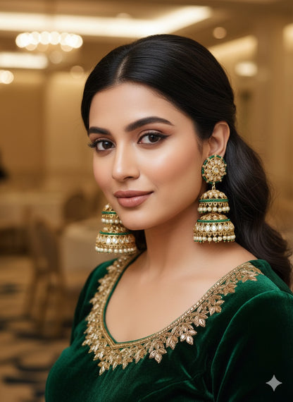 Aafiya Double Polki Jhumkas