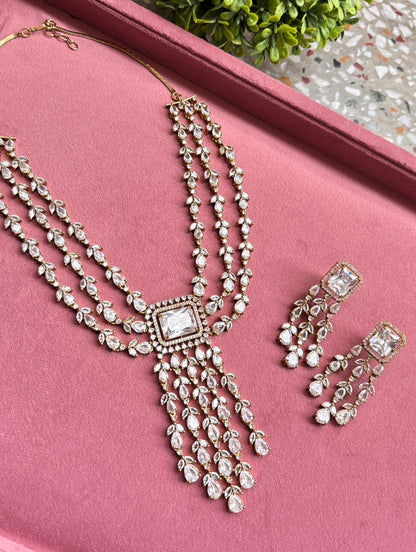 Simrat AD Necklace Set | AD Necklace with Earrings