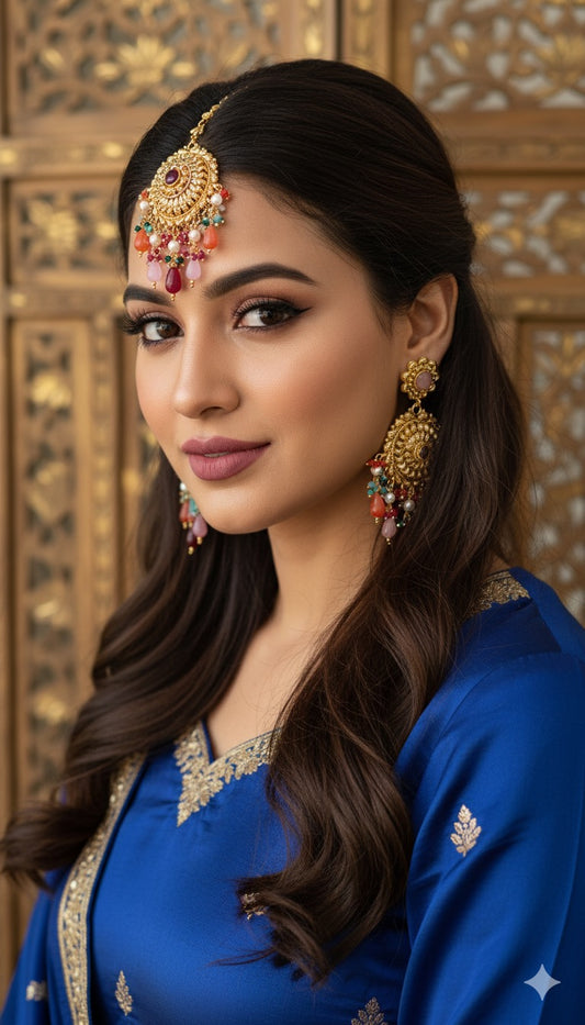 Dashmeet Gold Earrings Tikka