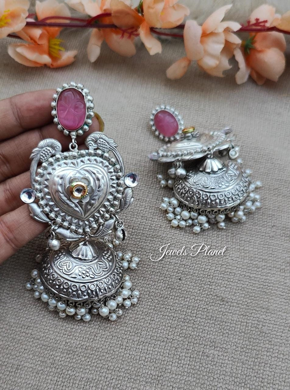 Dikhshita Silver Jhumkas