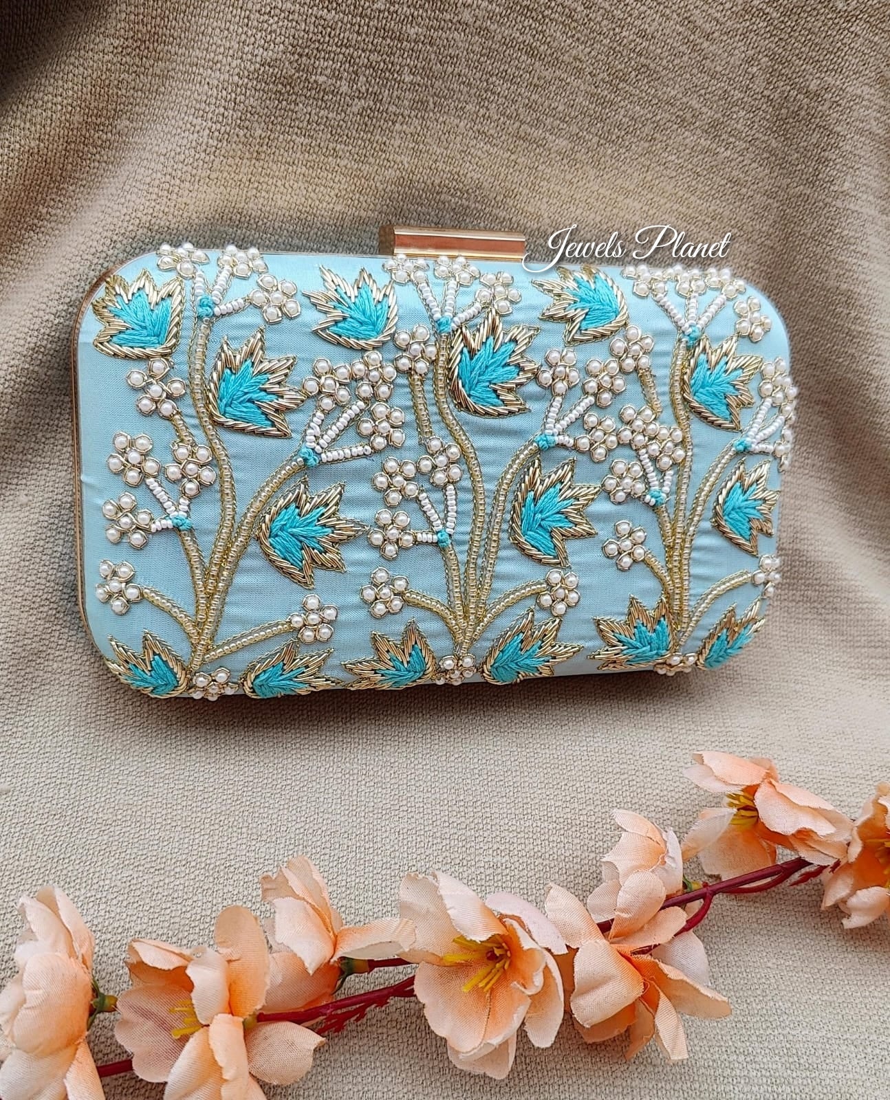 Aliza Baby Blue Box Clutch