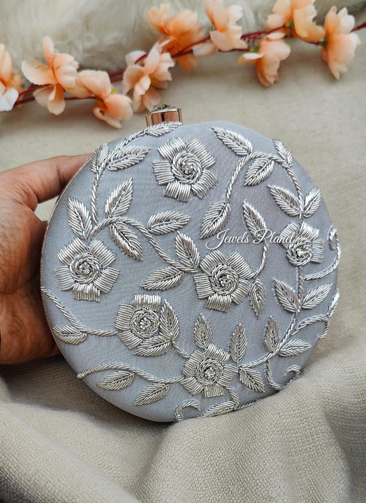 Sanaya Grey Round Clutch