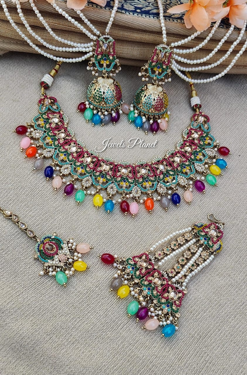 Husna Polki Jhumar Necklace Set