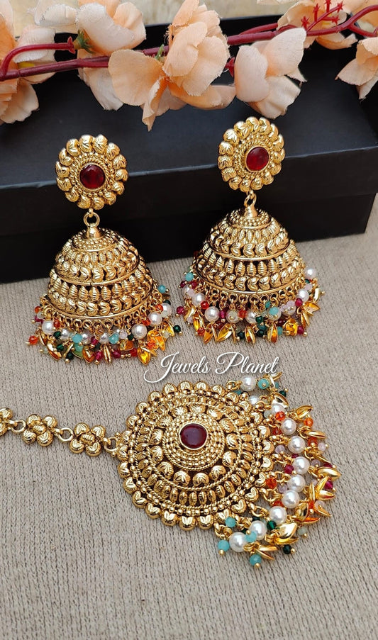 Rupi Gold Jhumkis Tikka