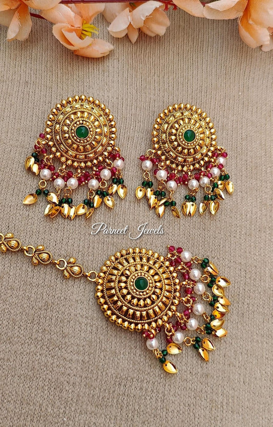 Aanvi Gold Studs Tikka