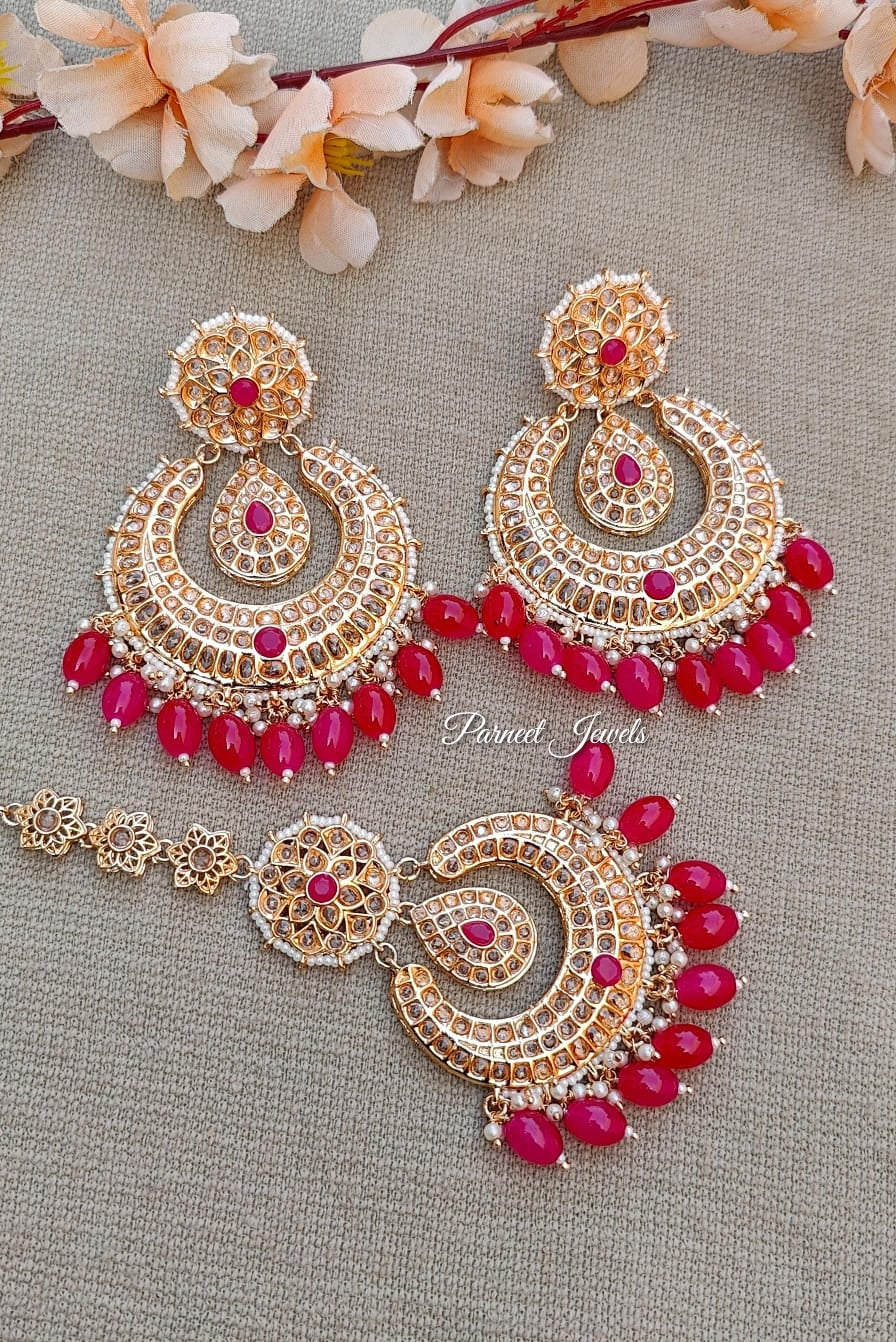 Nirusha Rose Gold Oversized Earrings Tikka