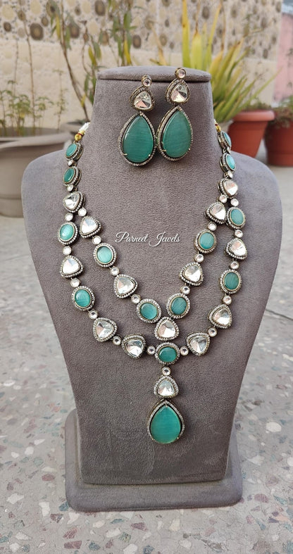 Adhya Long Necklace Set (Mint)