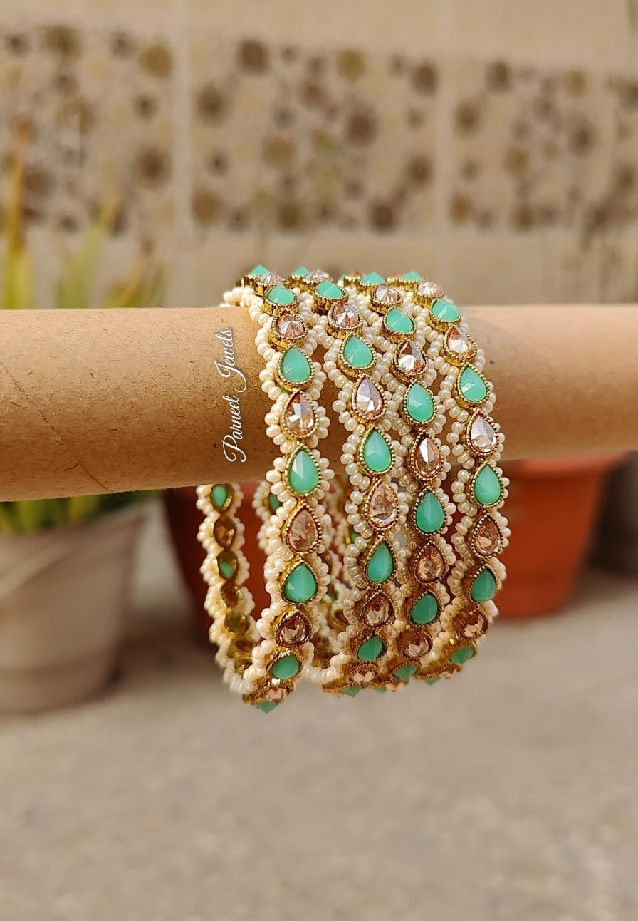 Ridhhi Polki Bangles (Mint)