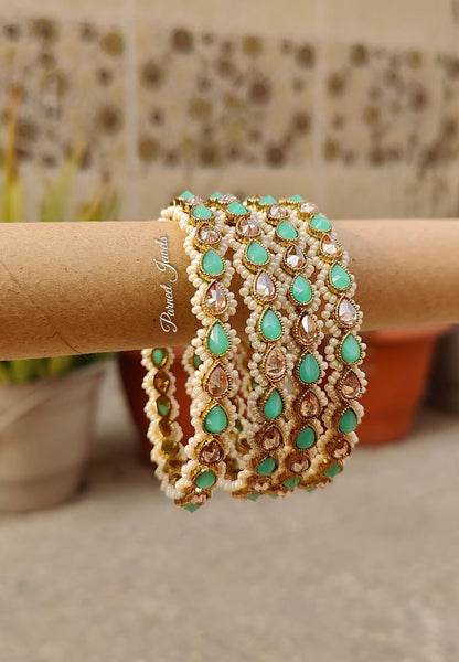 Ridhhi Polki Bangles (Mint)