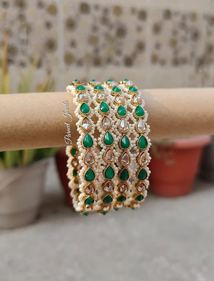 Ridhhi Polki Bangles (Green)