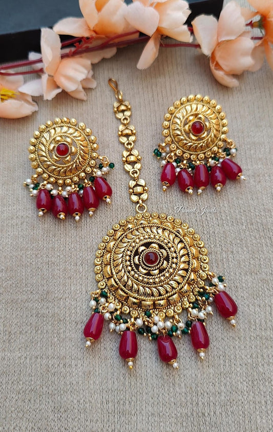 Harmeet Gold Studs Tikka Set