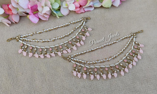 Raima Polki Earchains/Saharey (Pink)