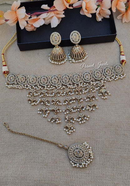 Saba Polki Choker Set (Gold)