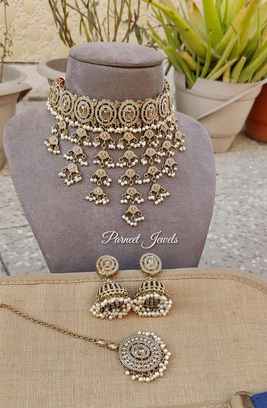 Saba Polki Choker Set (Gold)