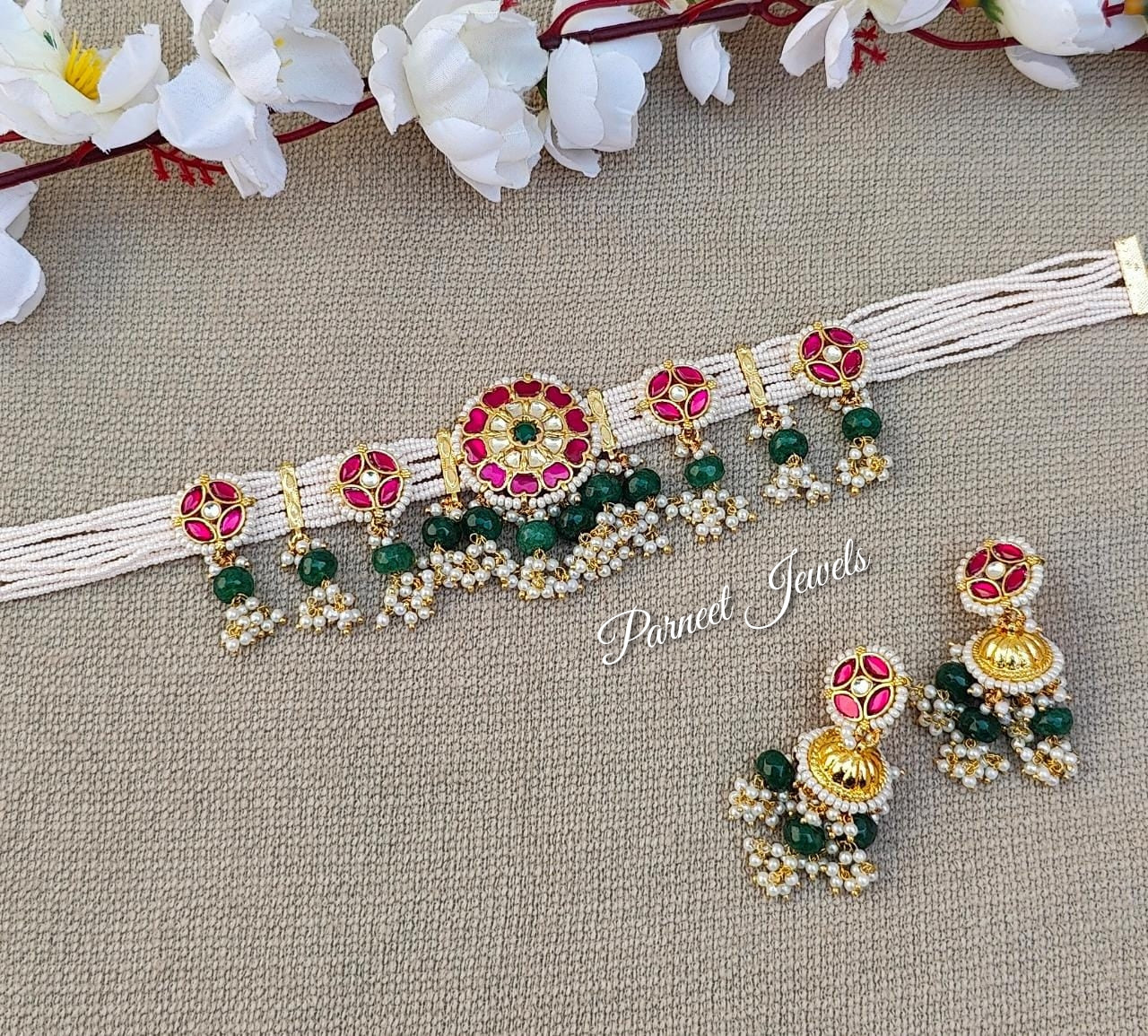 Meshwa Pachi Kundan Choker