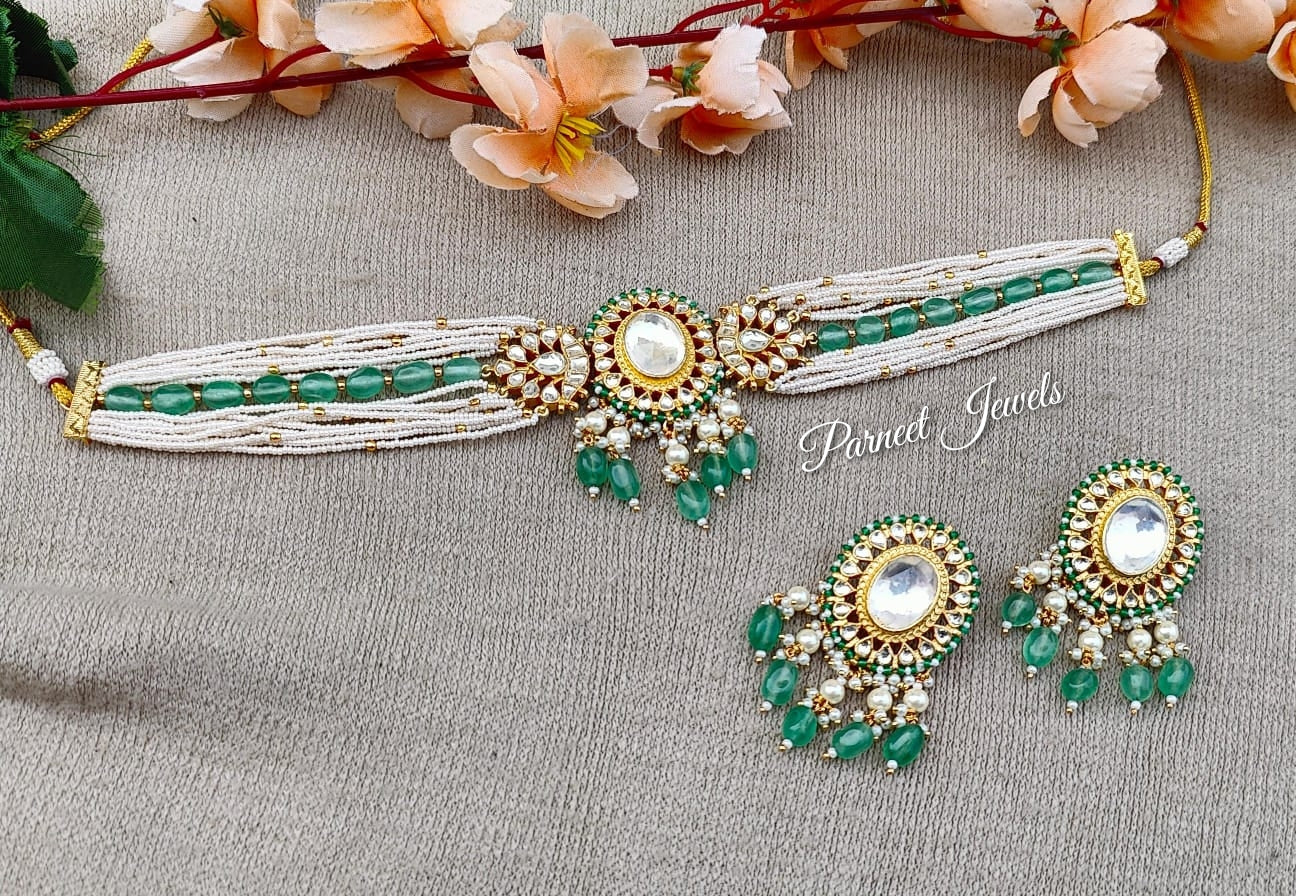 Sushmita Pachi Kundan Choker (Mint)